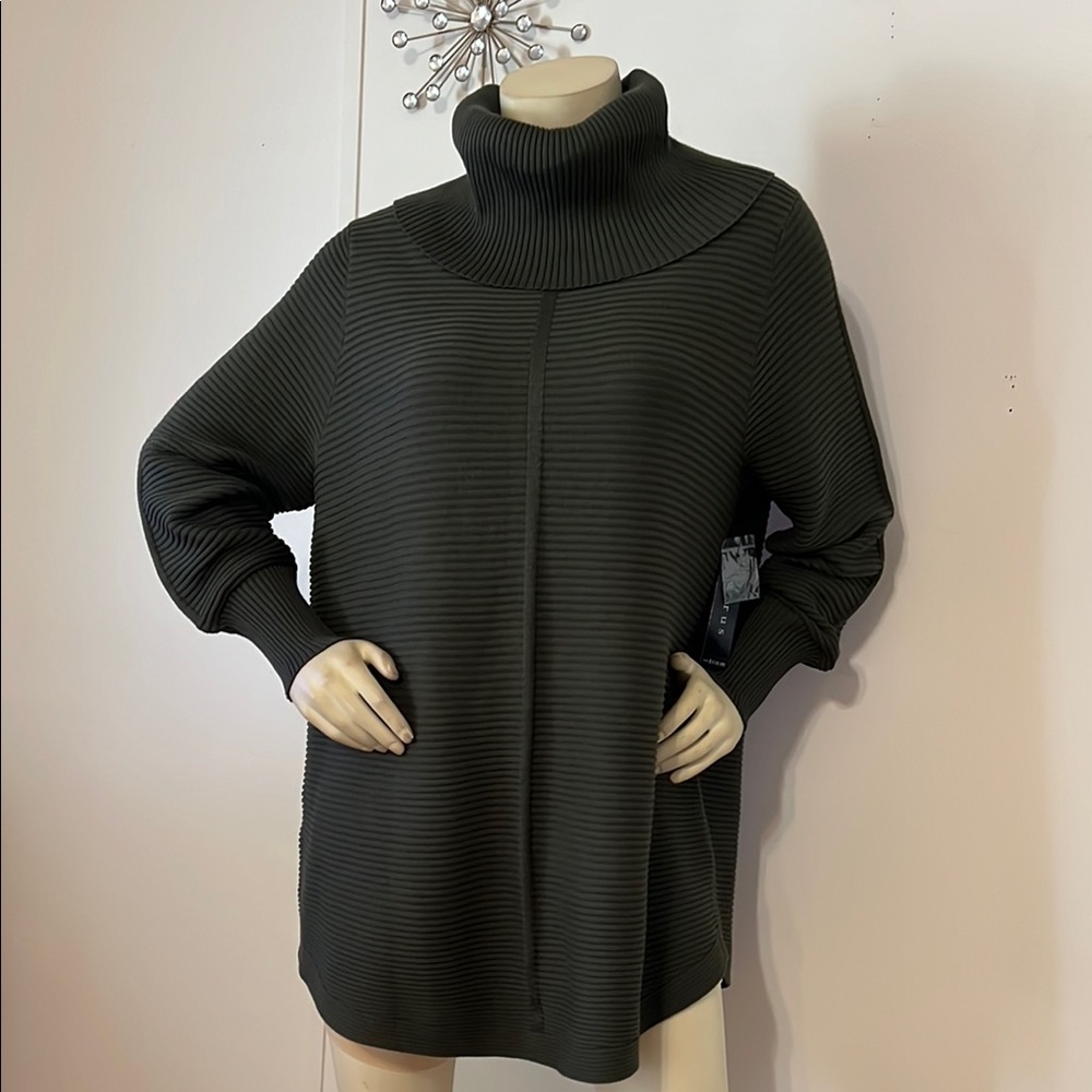 Cyrus Women's Ribbed Turtleneck Sweater - Dark Green